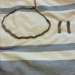 Women's Fake Diamond Necklace & Earrings